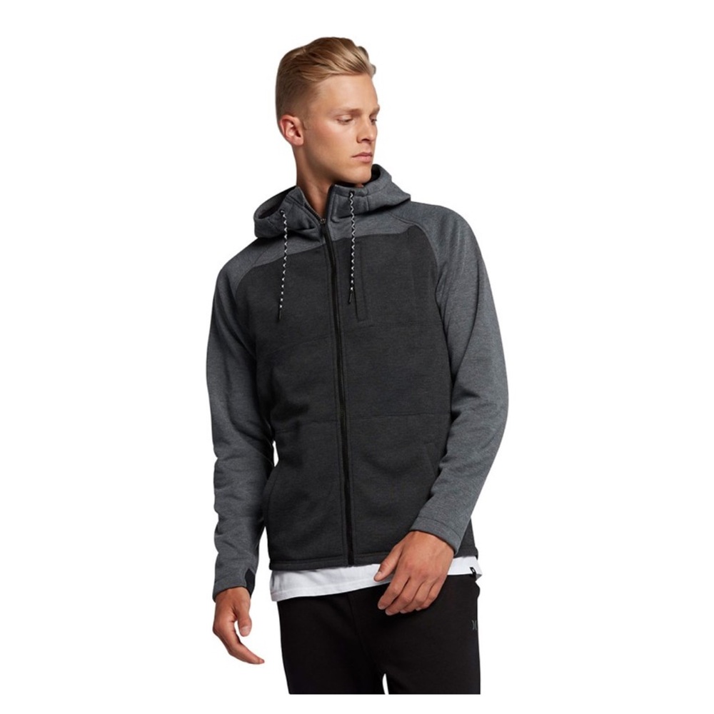HURLEY Performance Zip-Up Hoodie Men’s Large Charcoal Grey/Light Grey